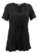 Black Gothic Steampunk Crease Blouse T-Shirt Tassels Plus Size C&amp;A 18 20 22