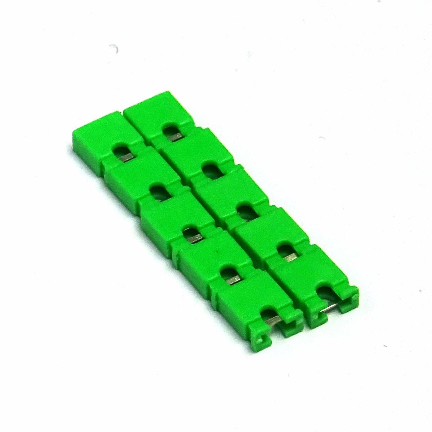 10 X 2.54mm Circuit Board Shunts Short Jumper Cap Mini Micro Header Green - UK Seller