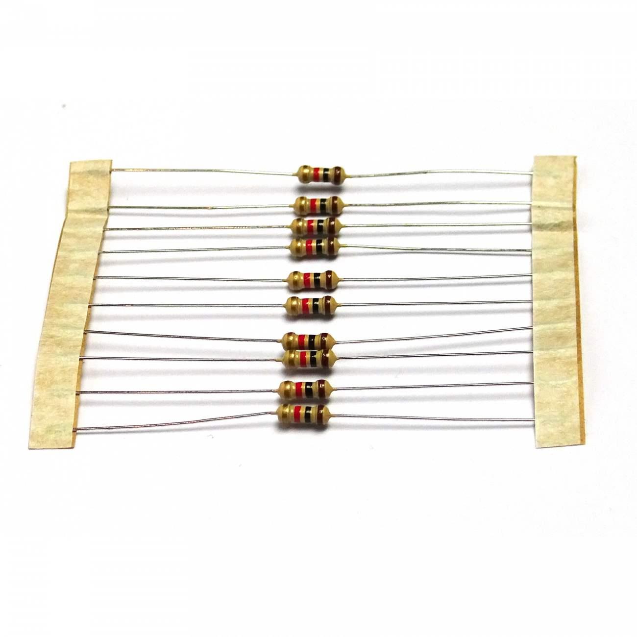 10 pc 1K Ohm 1/4W 0.25W 5% Carbon Film Resistors - Free Postage