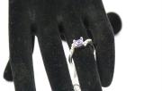 Stunning Costume Jewelry- Silver coloured ring with Faux Diamonds and Purple Gem - Free International Postage - Size 19 china / Size S UK  / Size 9.5 USA