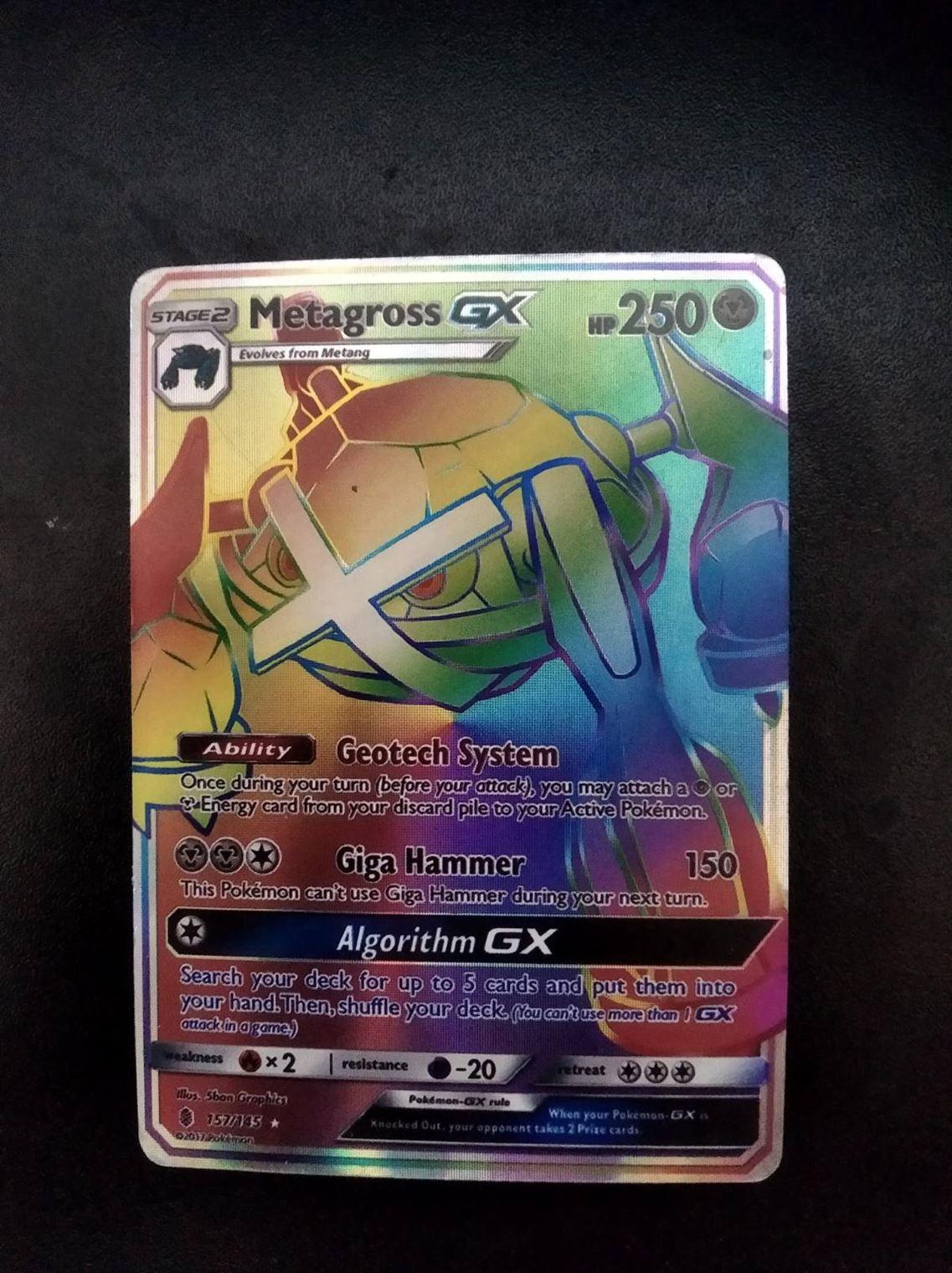 Metagross GX #157/145 Rainbow Rare Guardians Rising Pokemon Good