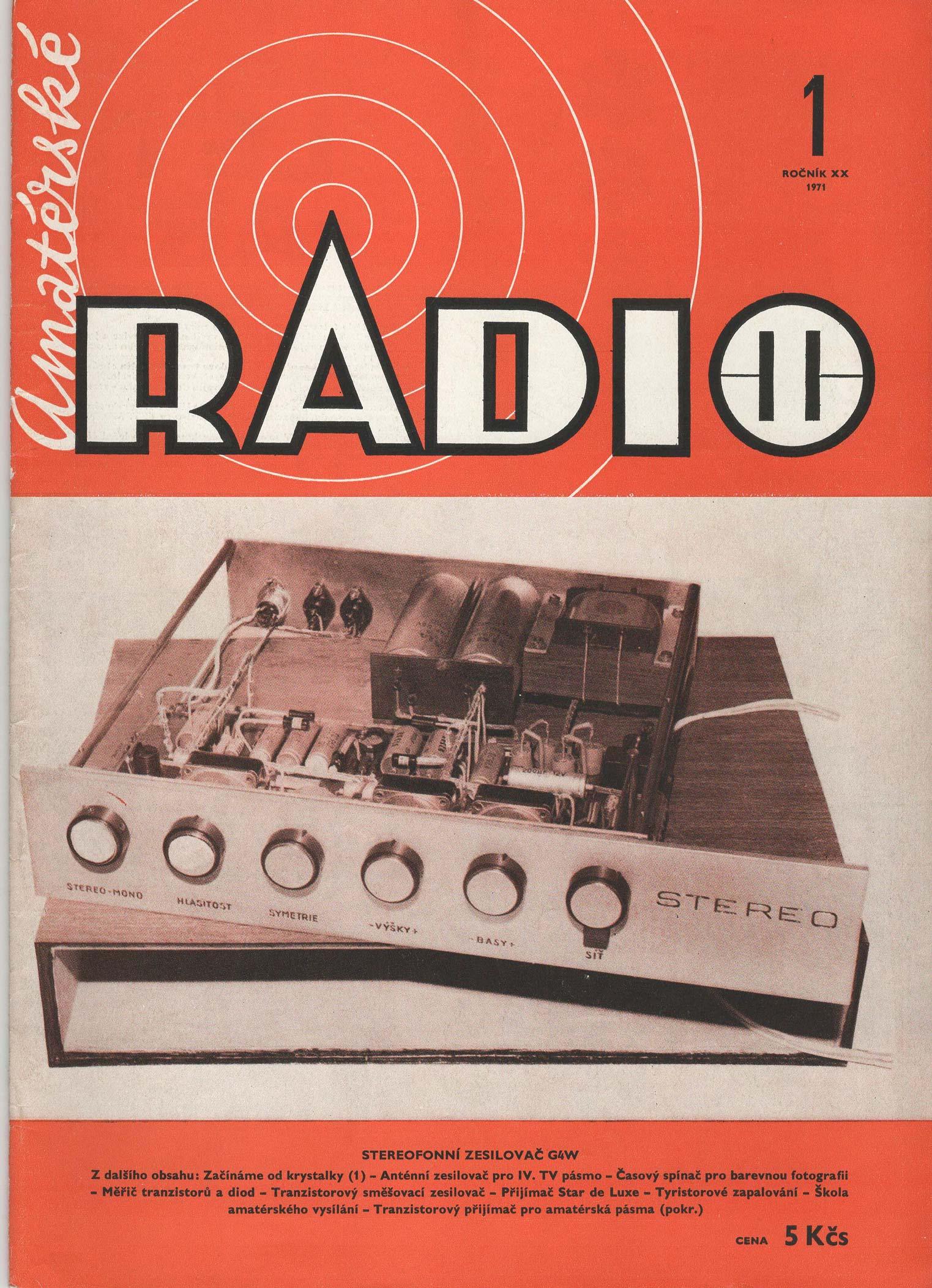 Amaterske Radio Magazine - 1 Rocnik XX 1971 - Rare Collectable