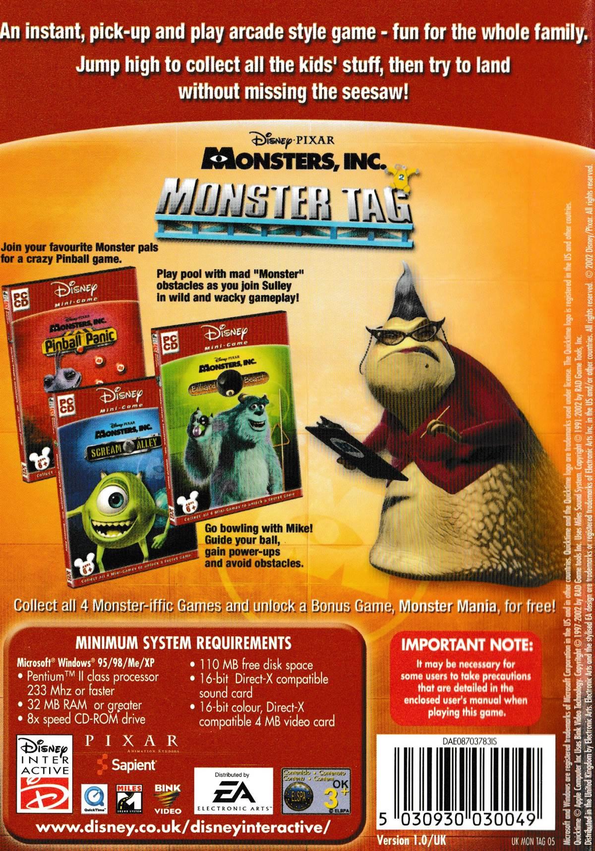 Monsters Inc. Monster Tag - Classic Windows PC Game