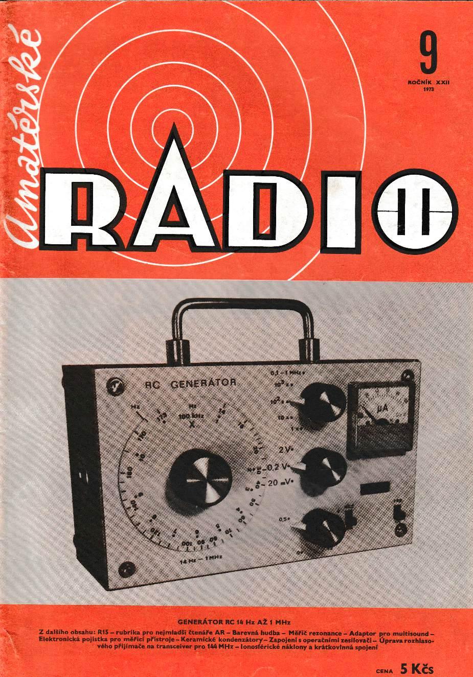 AmatÃ©rskÃ© Radio 9.  svazek XXII, ÄÃ­slo 9 roÄnÃ­k 1972