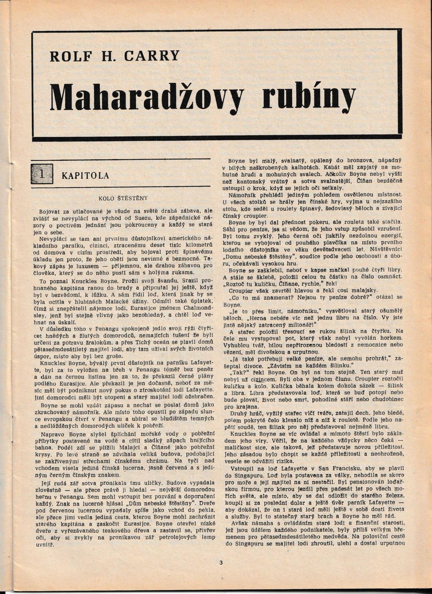 Dobrodružný Weekend Číslo 27 - Maharadžovy rubíny od Rolf H. Carry (Velmi Dobrý Stav)