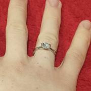 Elegant Silver-Painted Costume Ring with 8mm Quartz Gem
