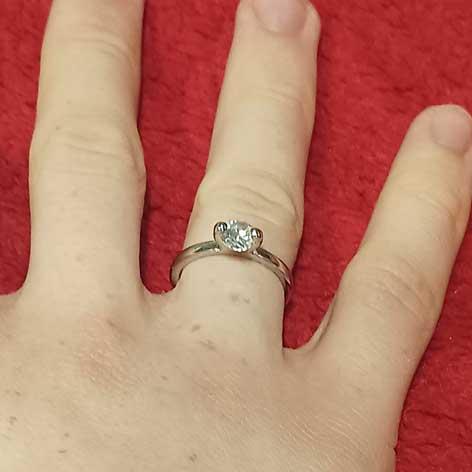 Elegant Silver-Painted Costume Ring with 8mm Quartz Gem