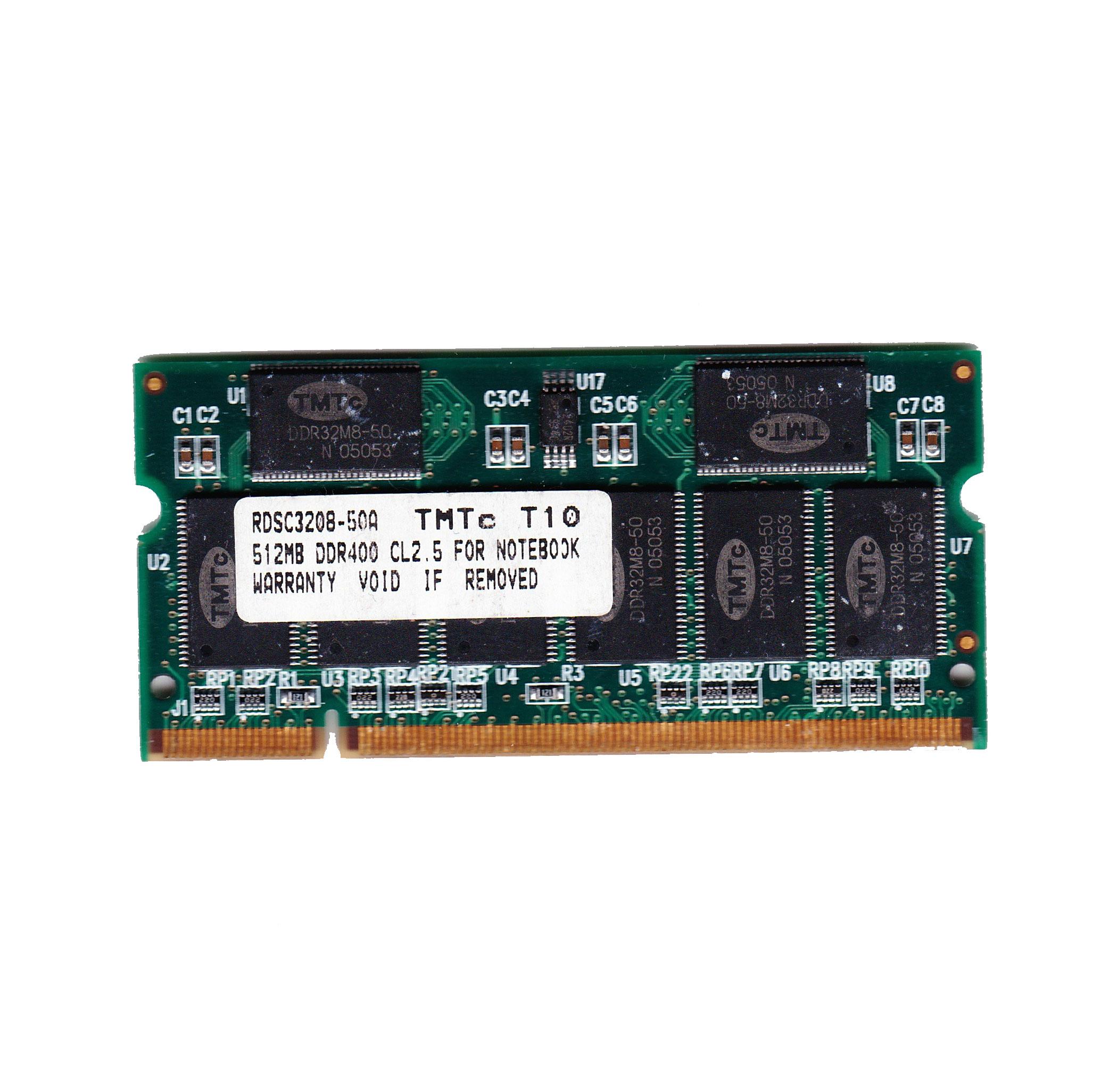 Preowned TMTc T10 512mb DDR400 CL2.5 FOR NOTEBOOK - Untested