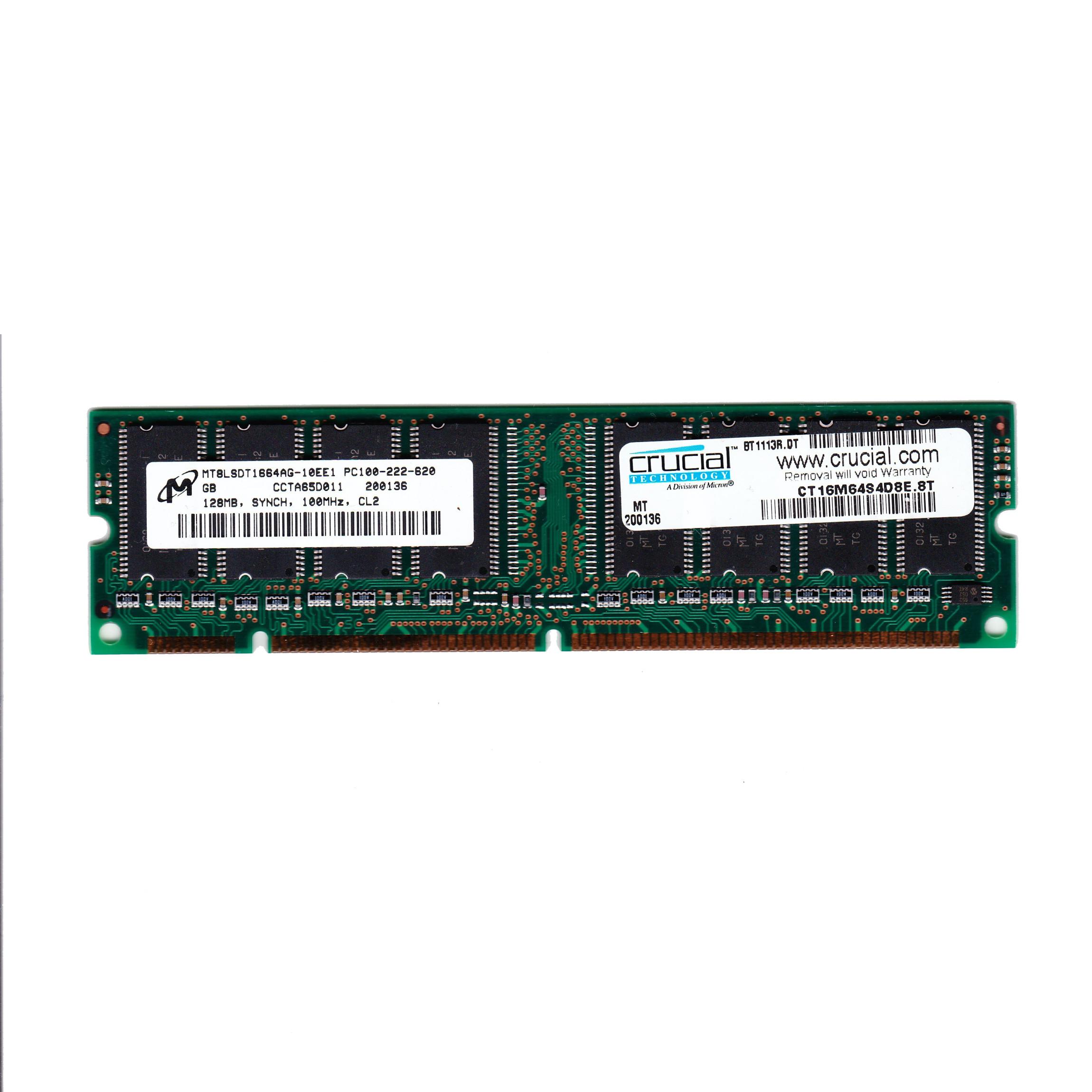 Untested Crucial 128MB SDRAM PC100 CL2 MT8LSDT166AG - Great Value!