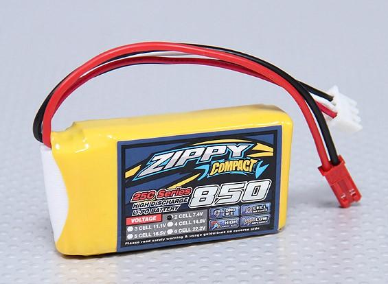 Twin Pack Zippy Compact 850mAh 2S 35c-45c Lipo Battery Pack - UK Seller