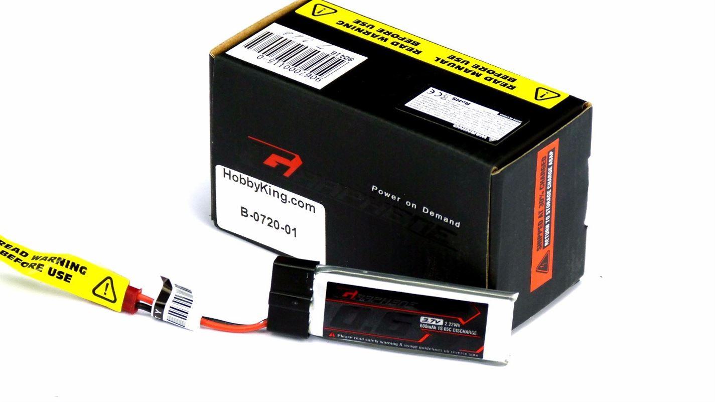 Turnigy Graphene 600mAh 1S 65C LiPo Battery Pack w/JST - UK Seller
