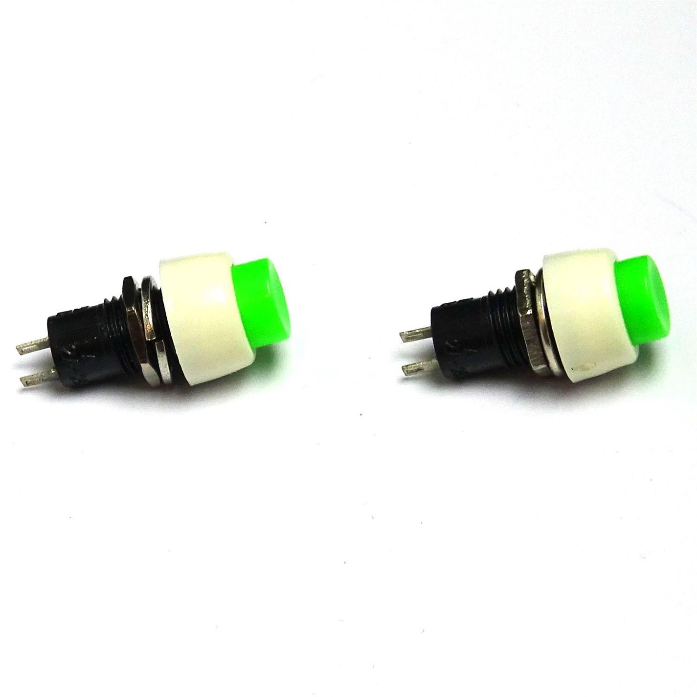 2 x GREEN Rounded Switch/Self-locking Controller Panel.Push Button ON/OFF - UK Seller