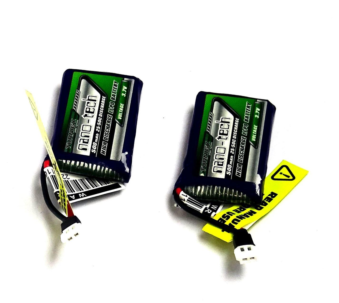 Twin Pack Turnigy Nano-Tech 500mAh 1S 25-50C Lipo Battery Losi Mini - UK Seller