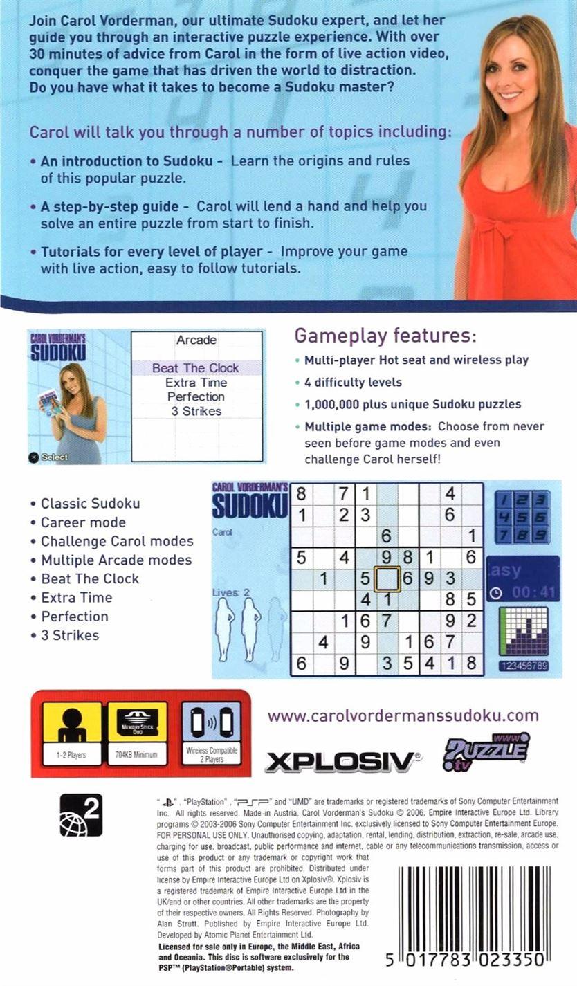Carol Vorderman's Sudoku (PSP) - UK Seller