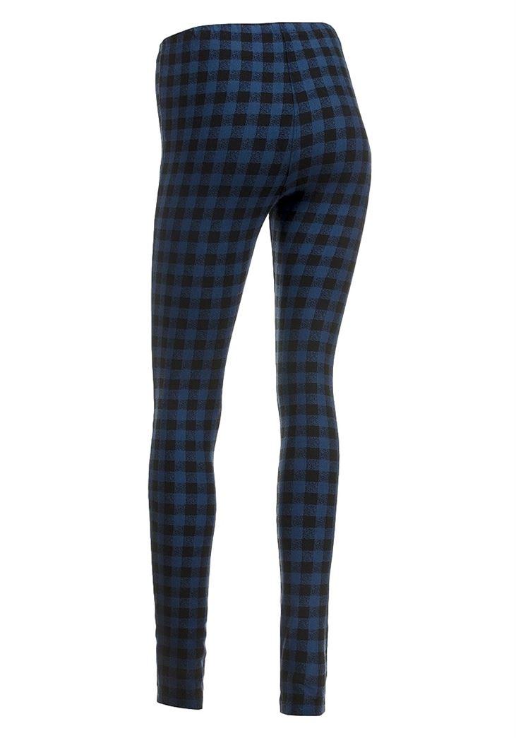 Size 12 Top Shop Blue Chequered Ex Chainstore Gothic Emo Black and Blue Woman's Leggings 