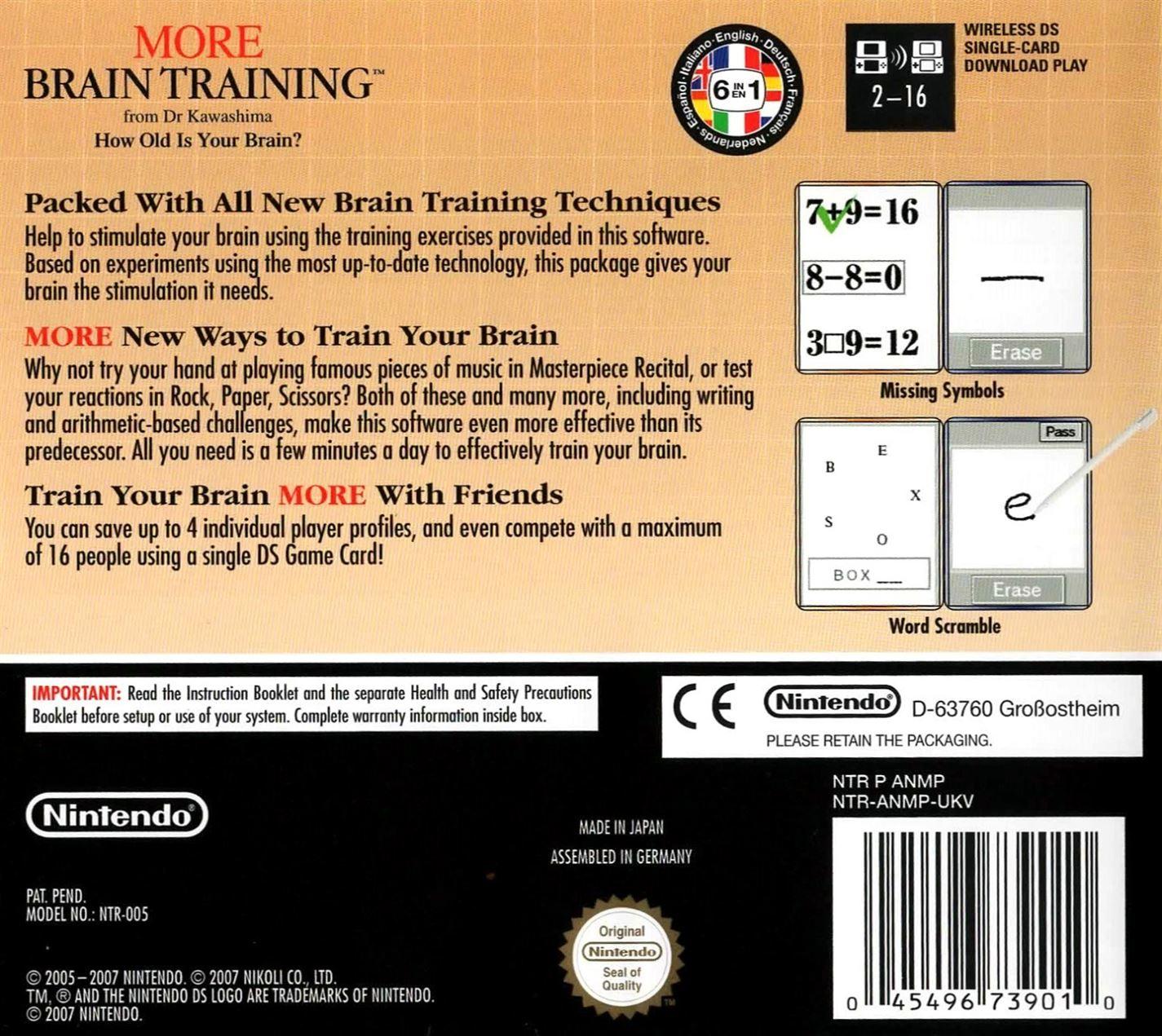 Dr Kawashima's More Brain Training DS (Nintendo DS) - UK Seller