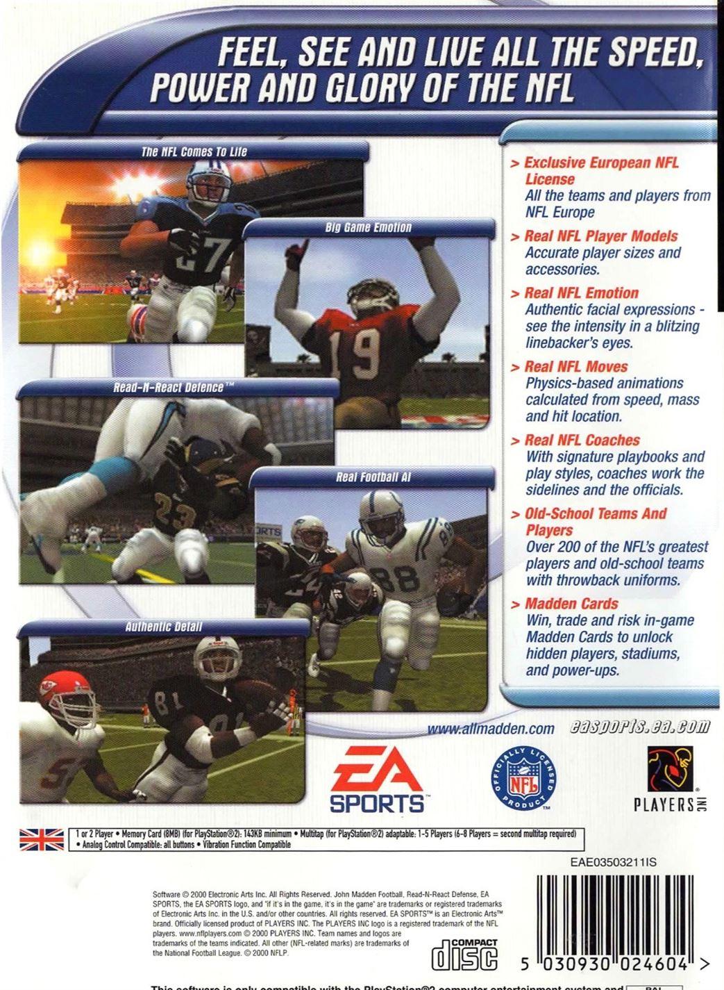 Madden NFL 2001 PS2 (PlayStation 2) - UK Seller