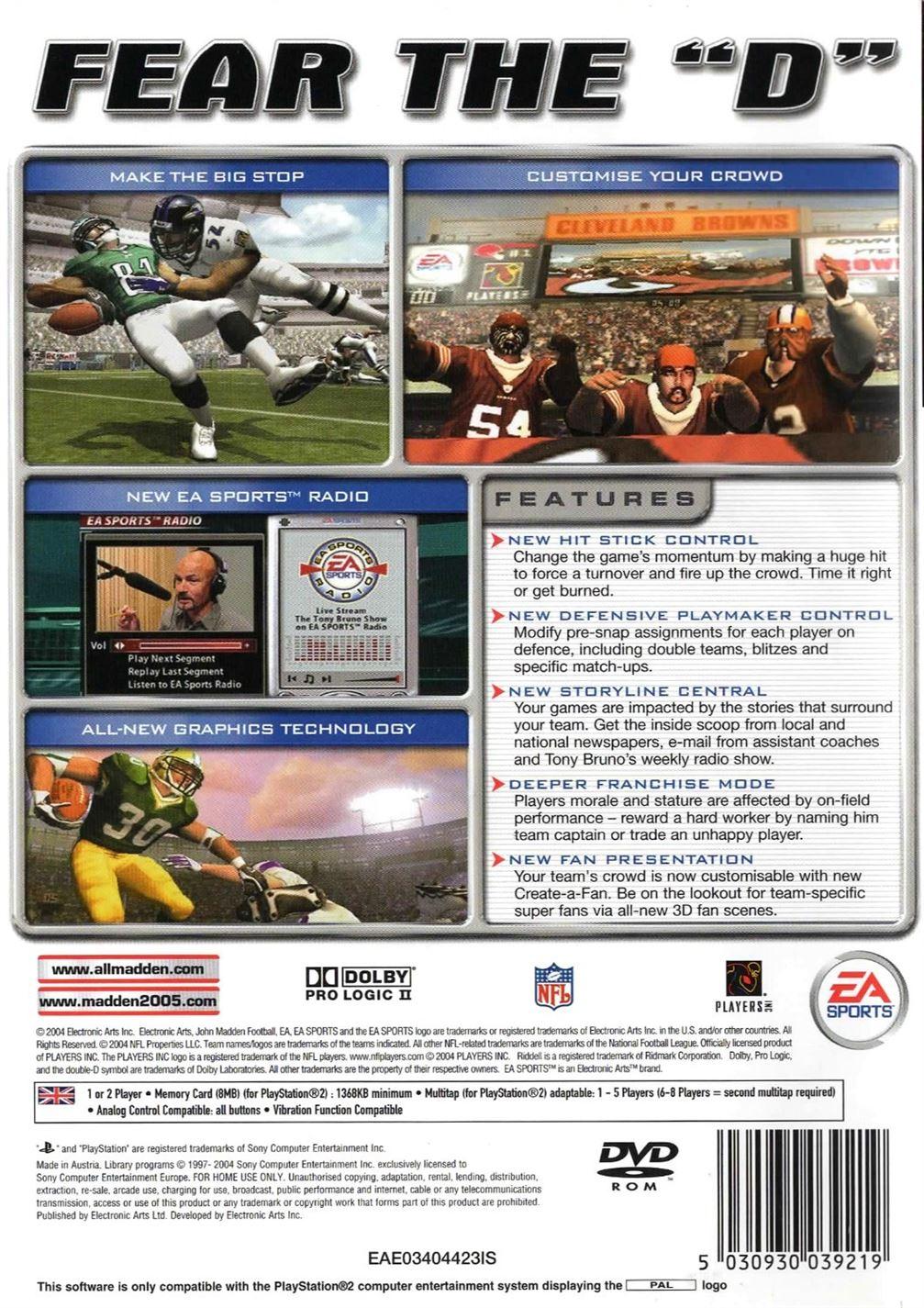 Madden NFL 2005 PS2 (Playstation 2) - UK Seller