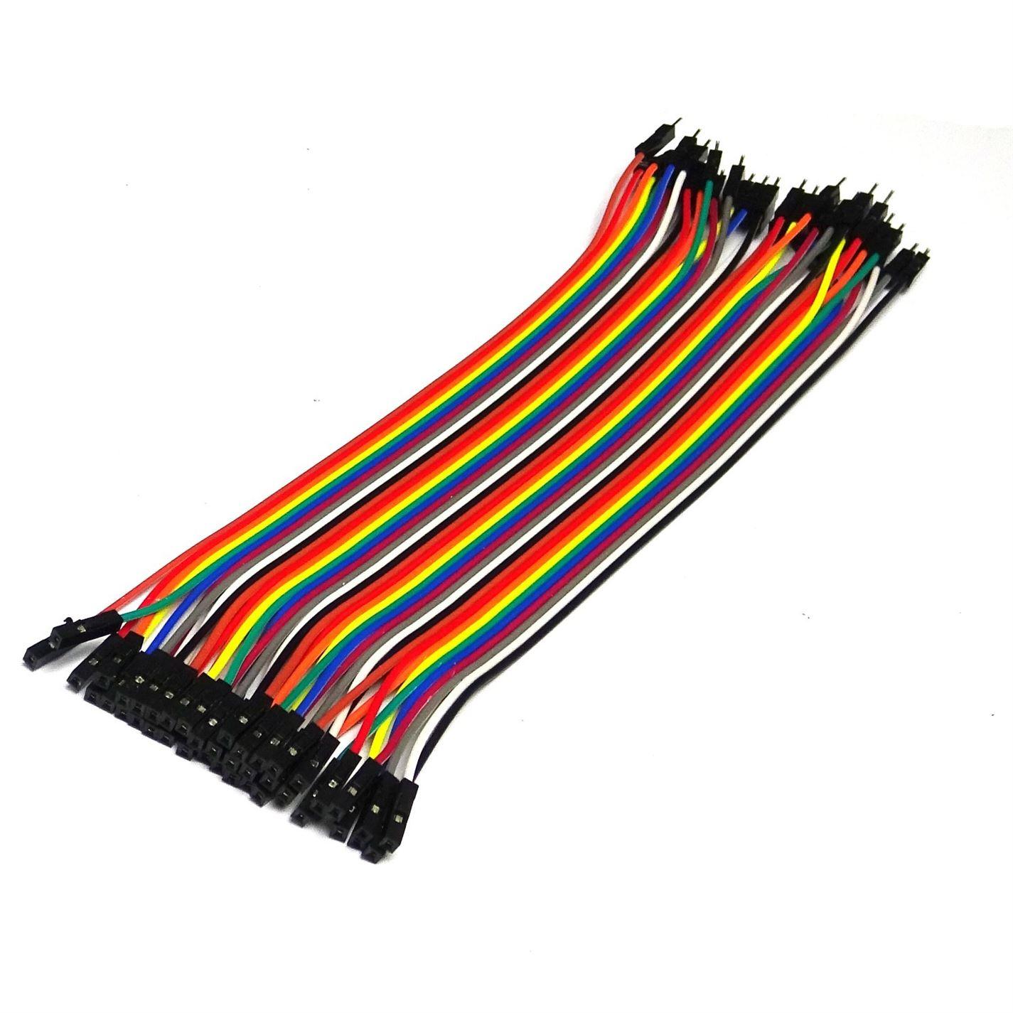Male to Female 20cm Jumper Wire Dupont connector 2.54mm 40 Wire Strip - UK Seller
