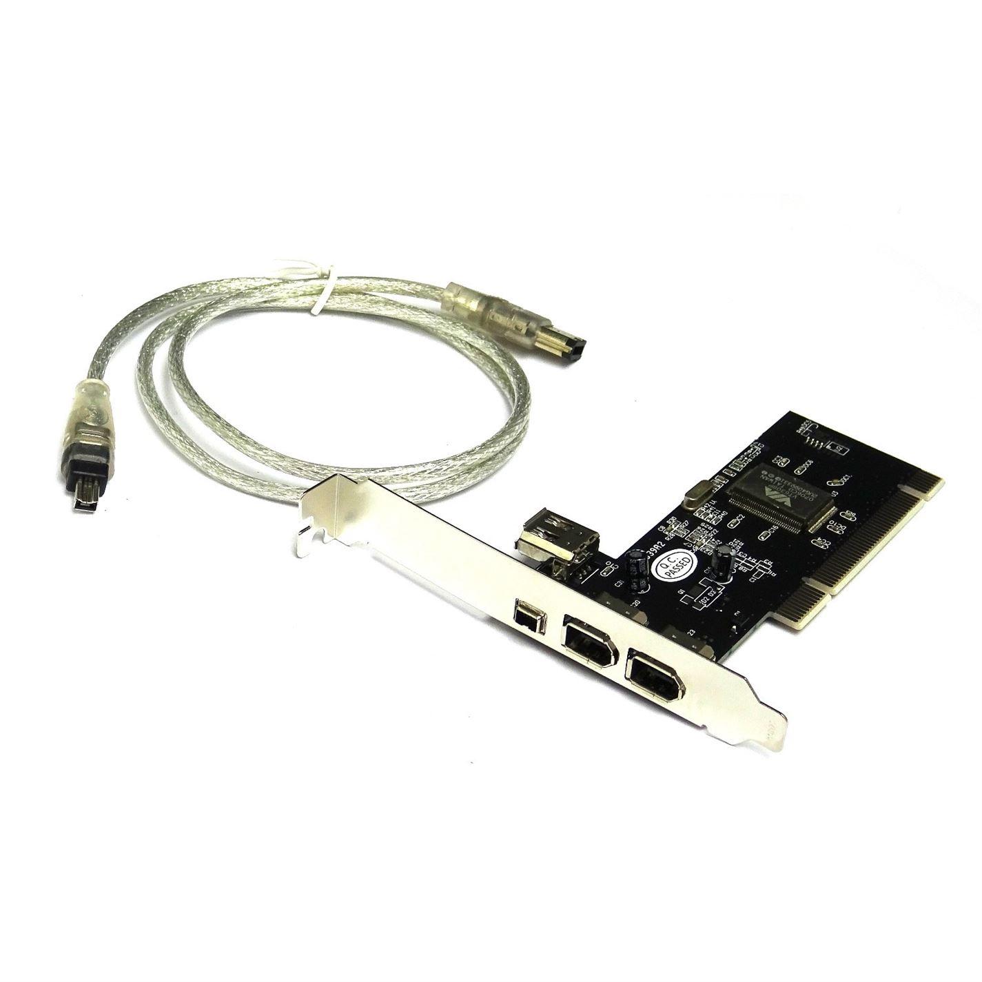 PCI FireWire IEEE 1394 3 + 1 Port Card + 4/6 Pin Cable - UK Seller