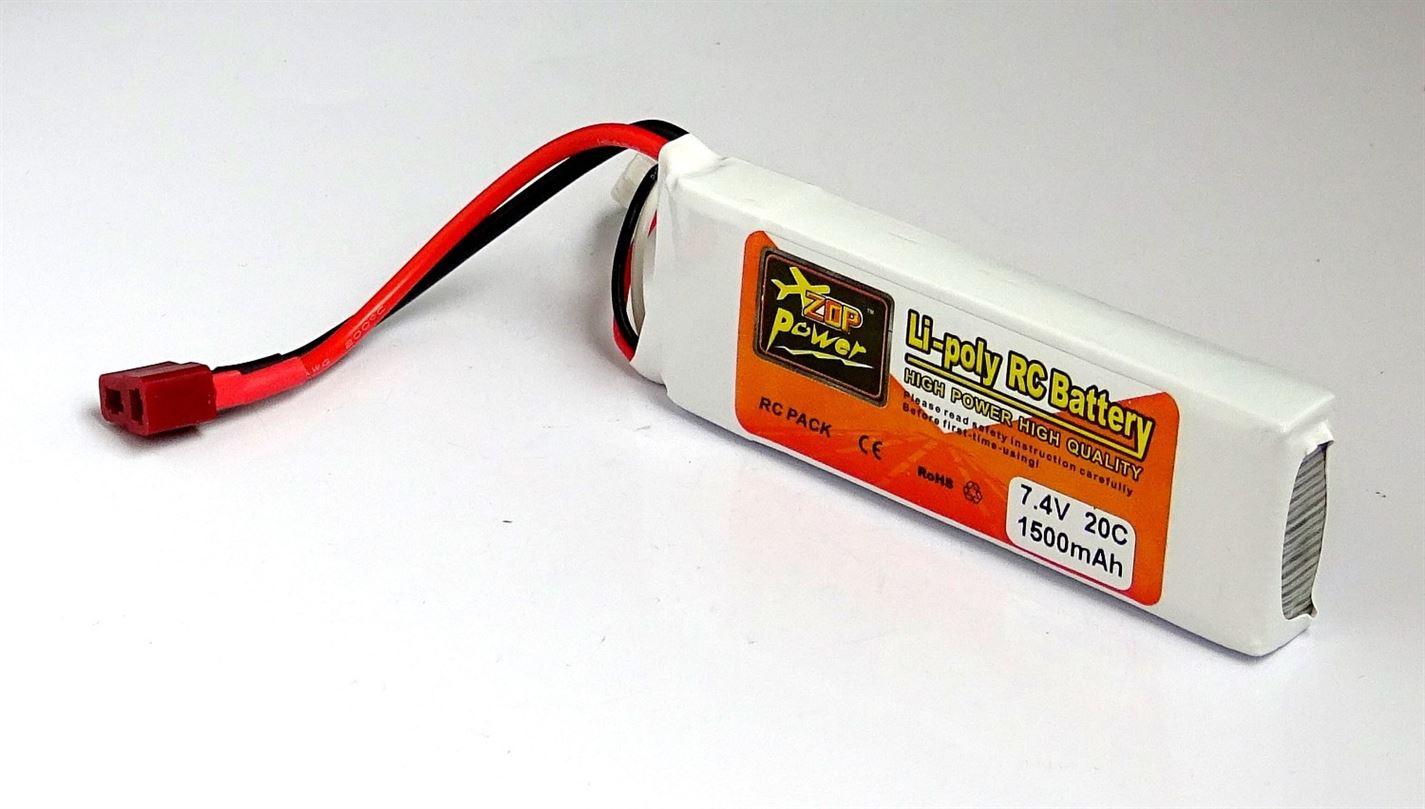 ZOP Power 1500manh 2s 20C-25C Lipo Battery Pack JST /T/ Banana Plug - UK Seller
