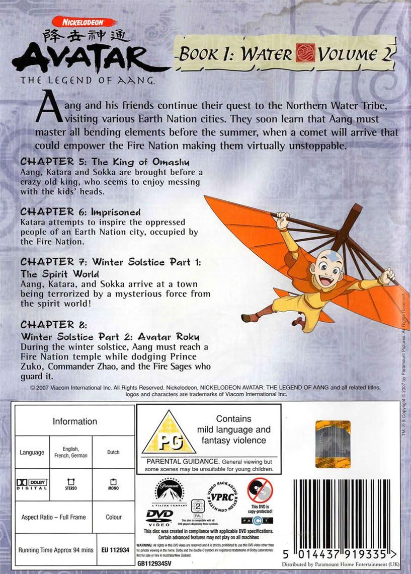 Avatar the legend of Aang - Book1: water Volume: 2 - DVD - region 2 - EU stock