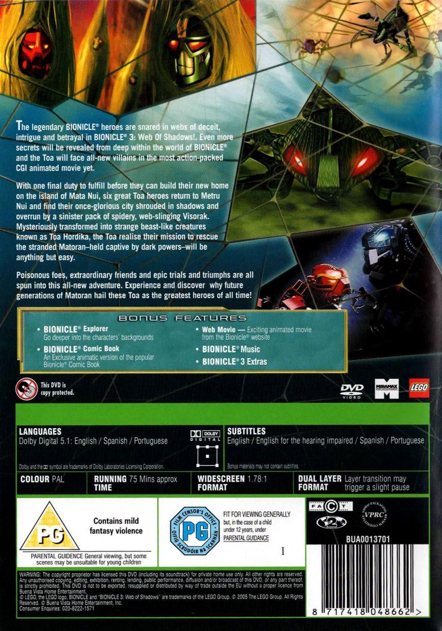 Bionicle 3 web of shadows - DVD - region 2 - EU stock