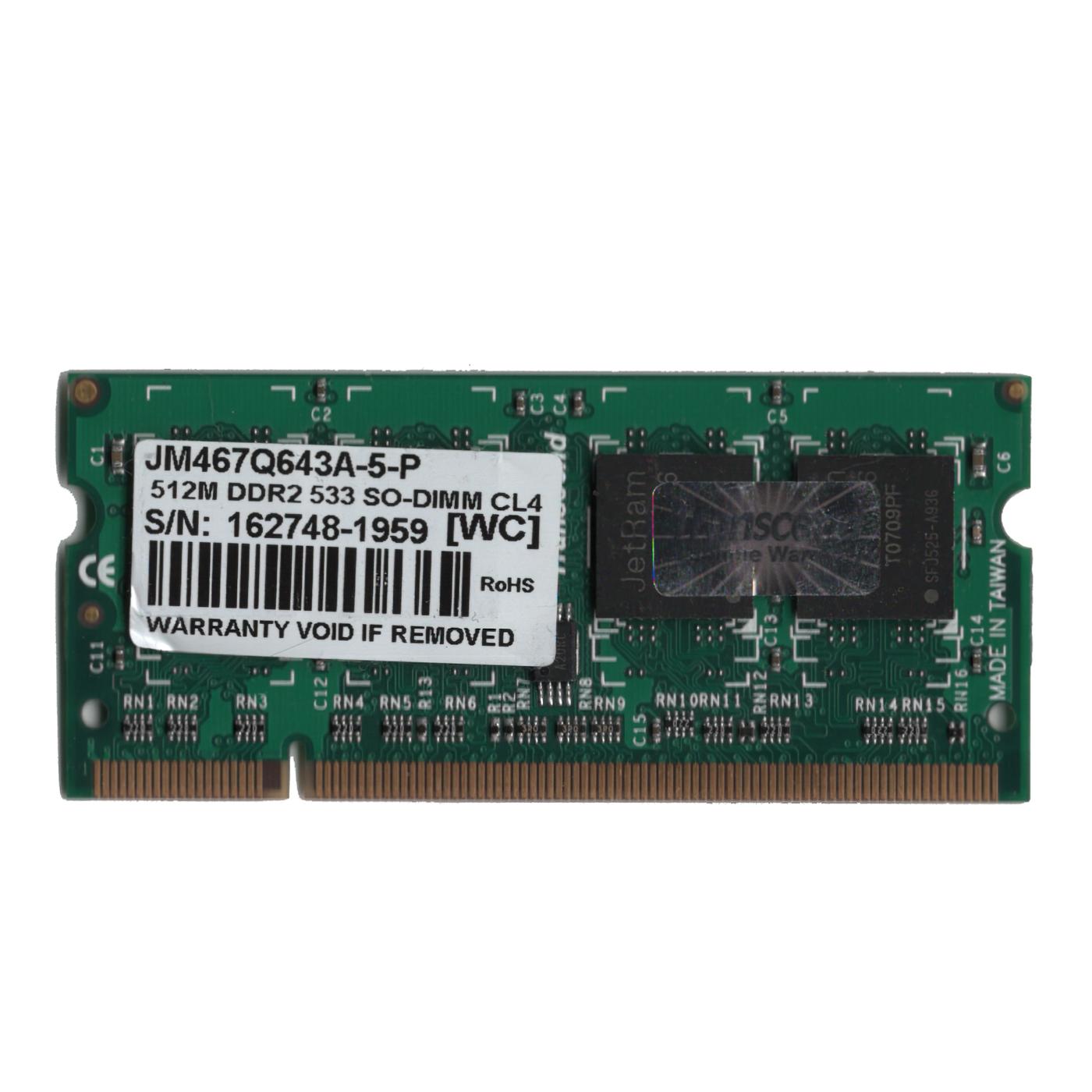 Untested Preowned Transcend 512MB DDR2 533 SO-DIMM CL4 Memory Module
