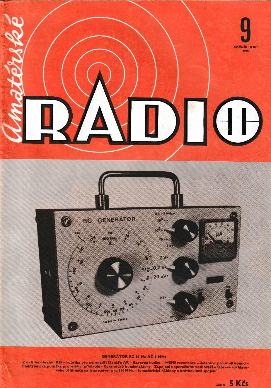Amatérské Radio 9.  svazek XXII, číslo 9 ročník 1972