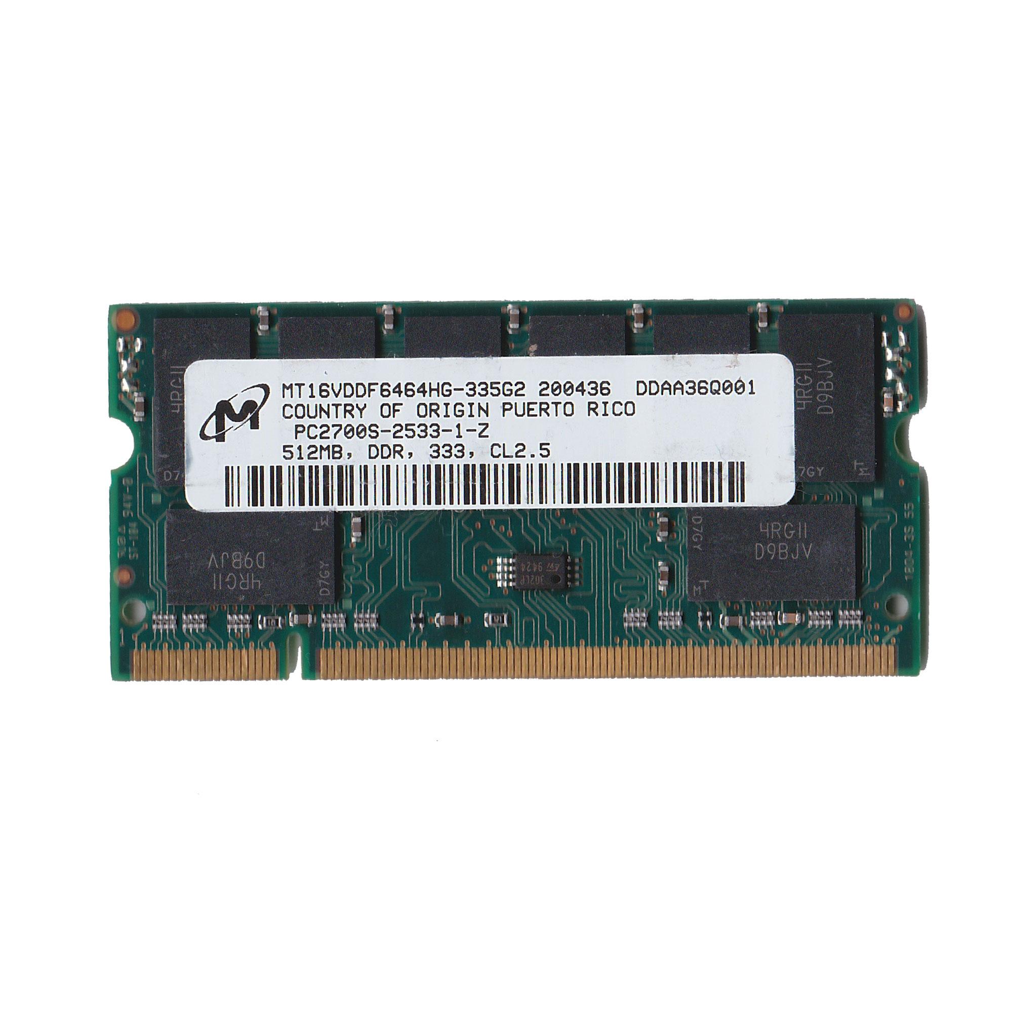 Preowned APPLE LAPTOP MEMORY MODULE M9595GA PC2700S-2533-1-Z 512MB DDR-333 CL2.5 - Untested