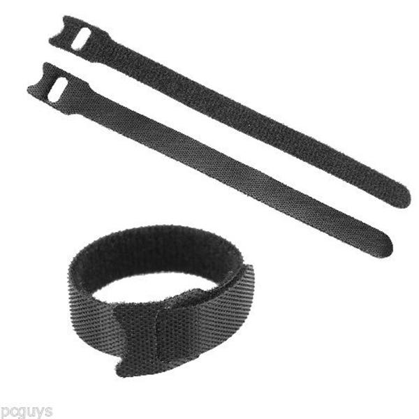 Black Thin Reusable Cable Tie Hook Loop Strap Ties - UK Seller